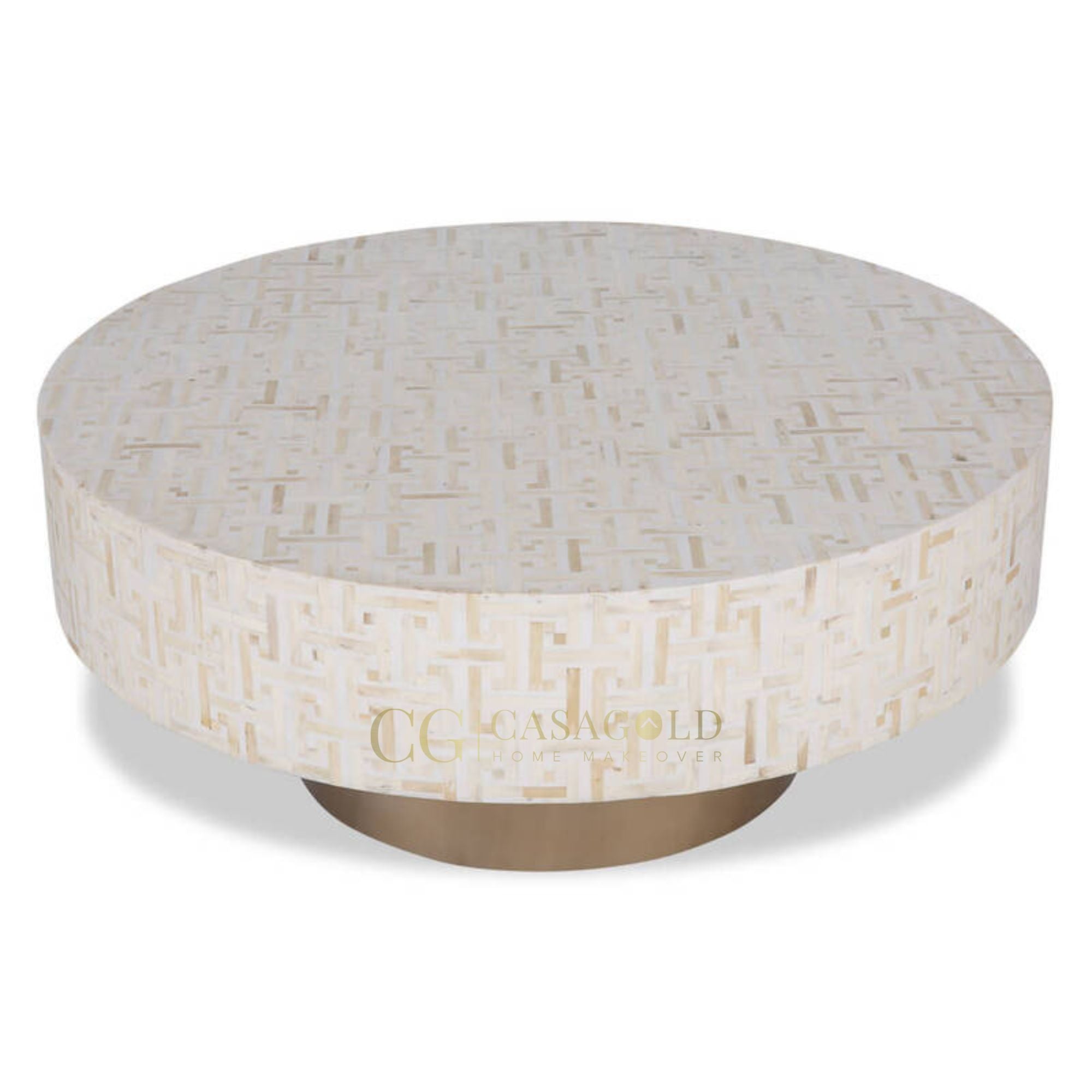 Round Bone Inlay  Coffee Table with Modern Look