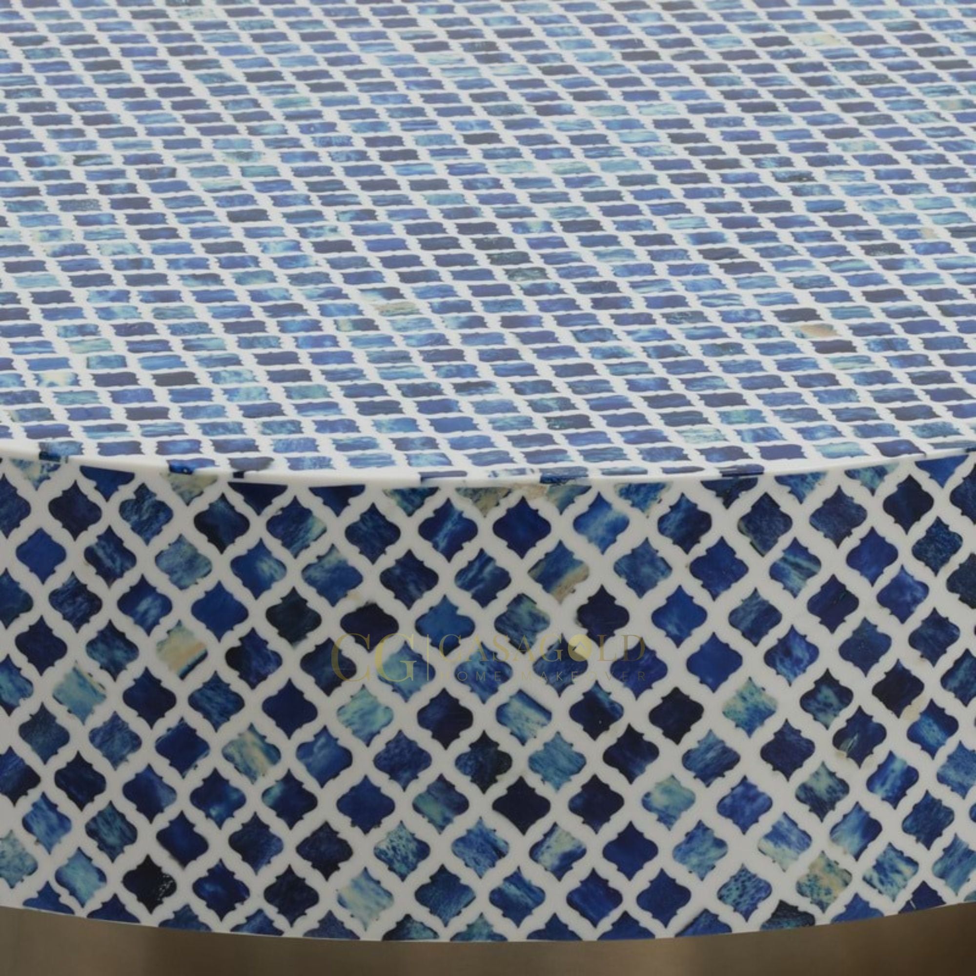 Round Bone Inlay Table - Perfect for Living Room
