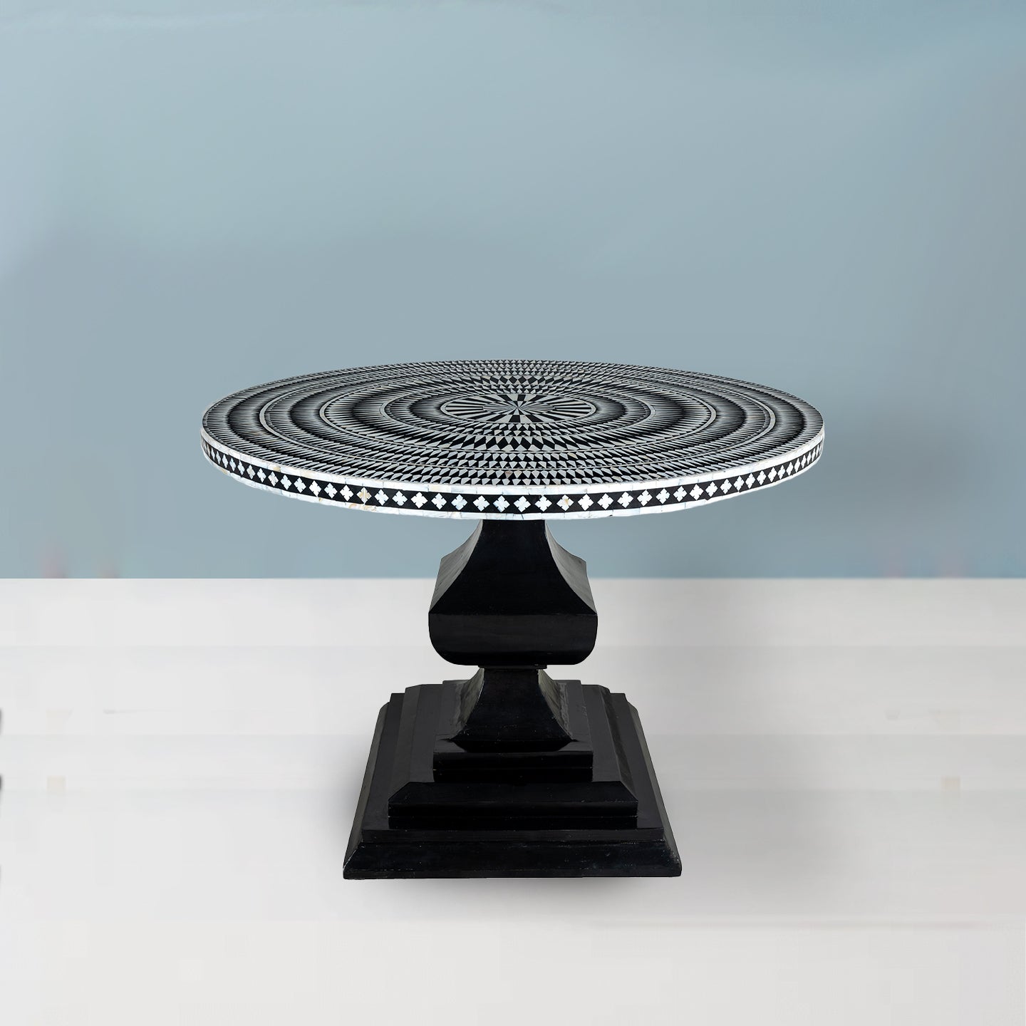 Round Inlay Coffee Table - Handcrafted Luxury
