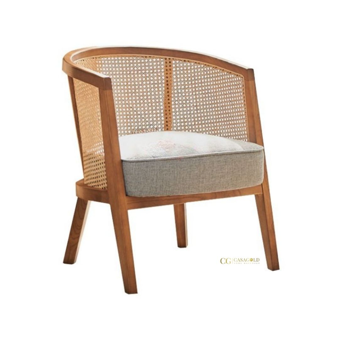 Scandinavian-style rattan chair with a minimalist design