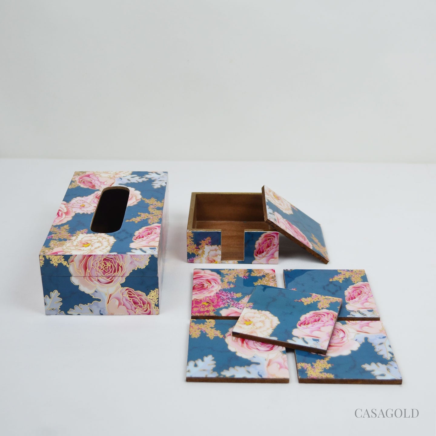Sleek modern coaster with an elegant tissue box
