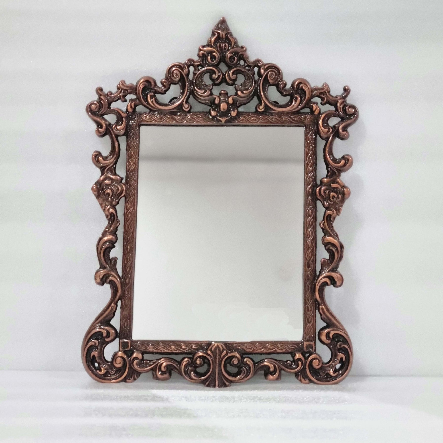 Small copper frame vintage glass mirror for walls