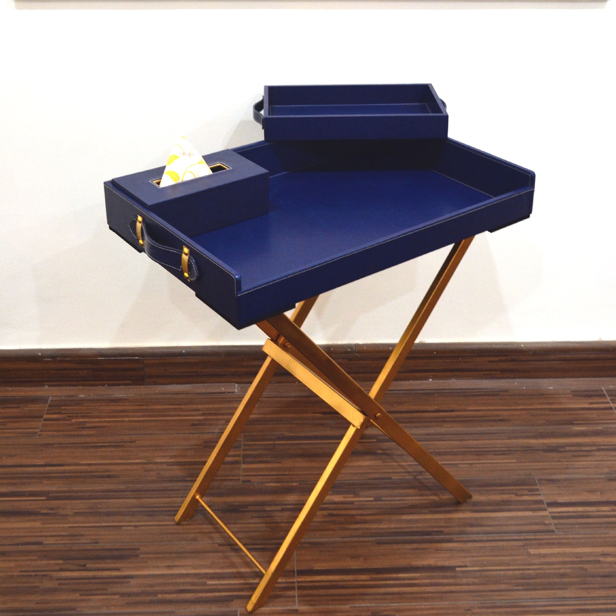 Square leather tray for modern coffee tables

