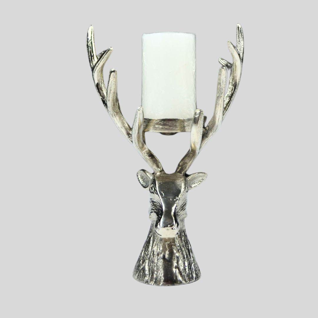 Stag Candle Holder with Classic Scroll Design	