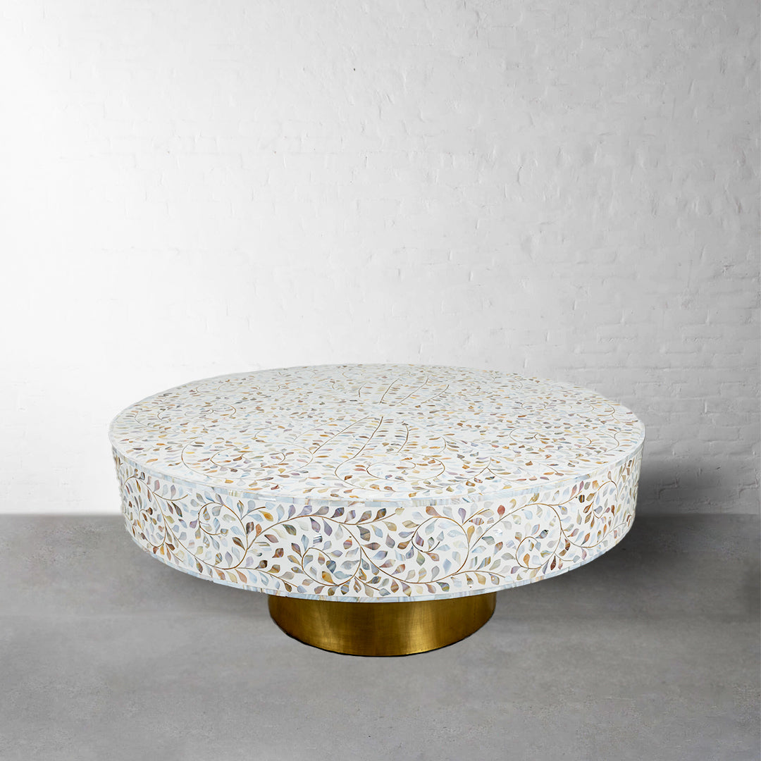Stylish Bone Inlay Round Table for Home Decor

