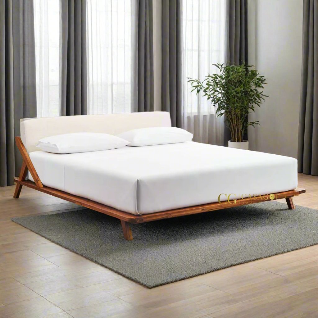 Sophisticated Modern Bed with Natural Acacia Grain