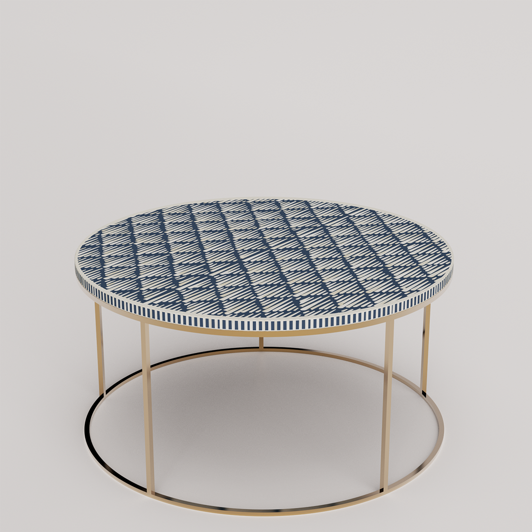 Stylish round inlay coffee table centerpiece
