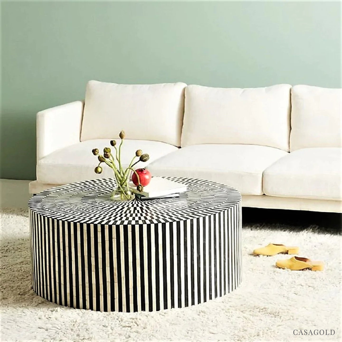 Sunstrike Stylish round inlay coffee table centerpiece