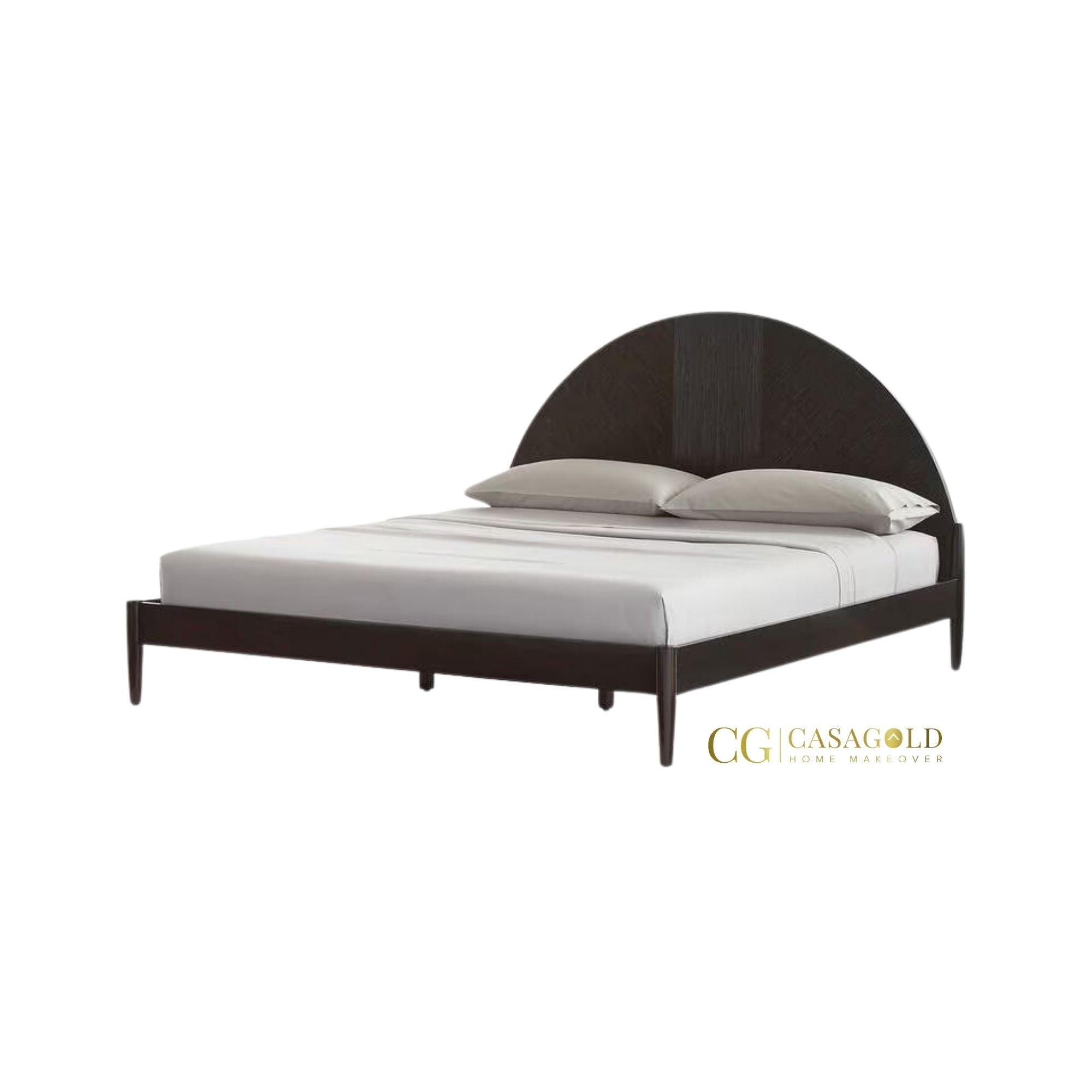 CasaGold Handcrafted Half-Moon Cane Bed Design