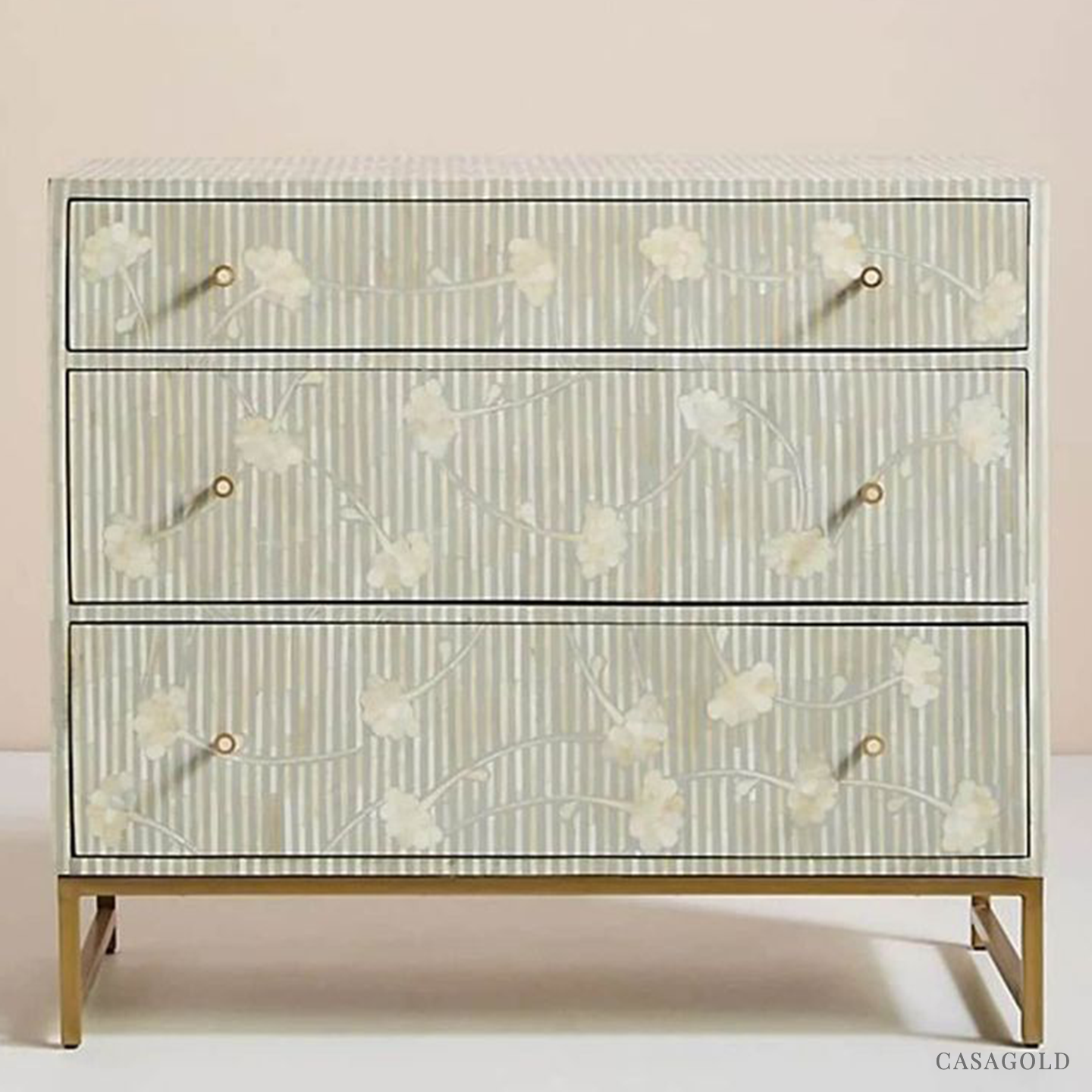 Elegant Bone Inlay Chest of Drawers	