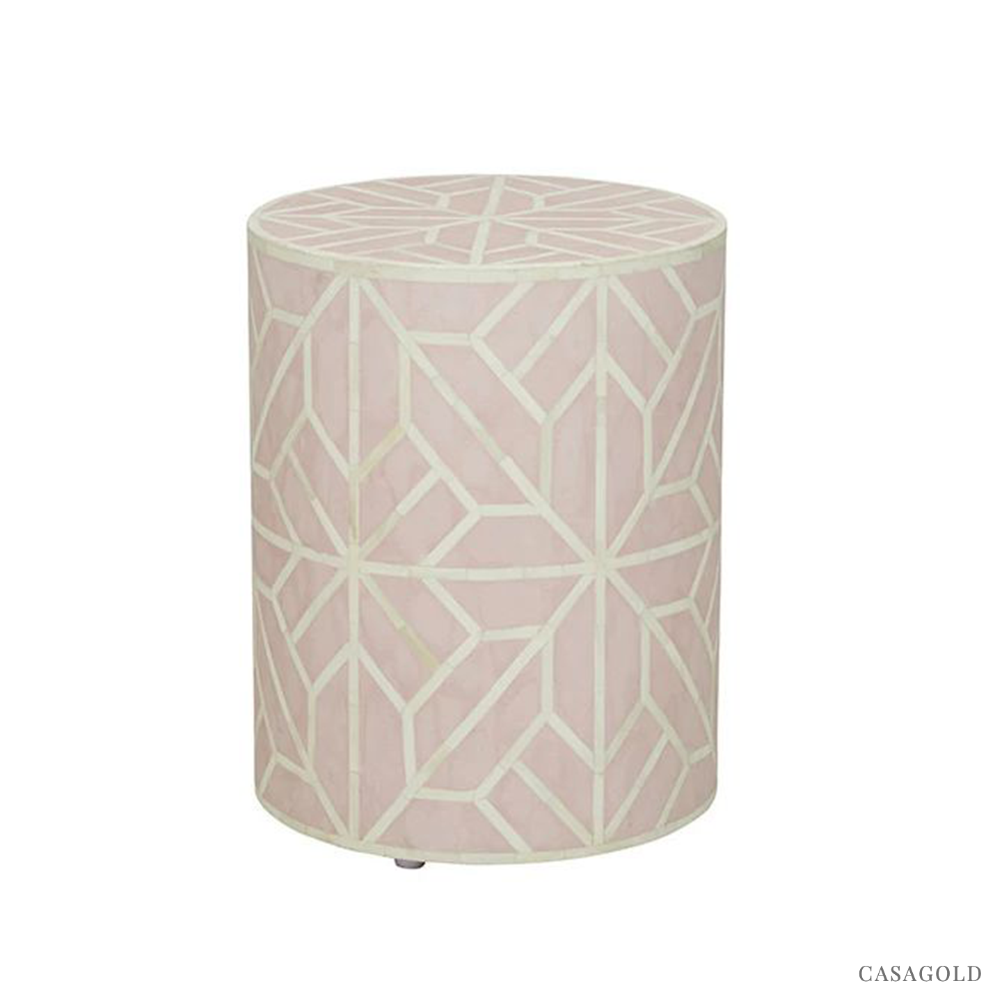 Tranquil Pattern Drum Inlay Side Table	