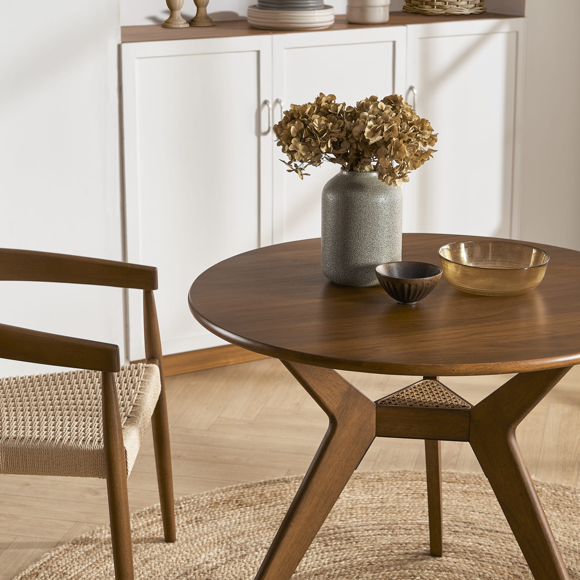 Solid Walnut Wood Dining Table with a Sleek Modern Finish
