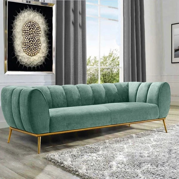 Luxe quilted velvet two-seater luxury sofa for modern homes
