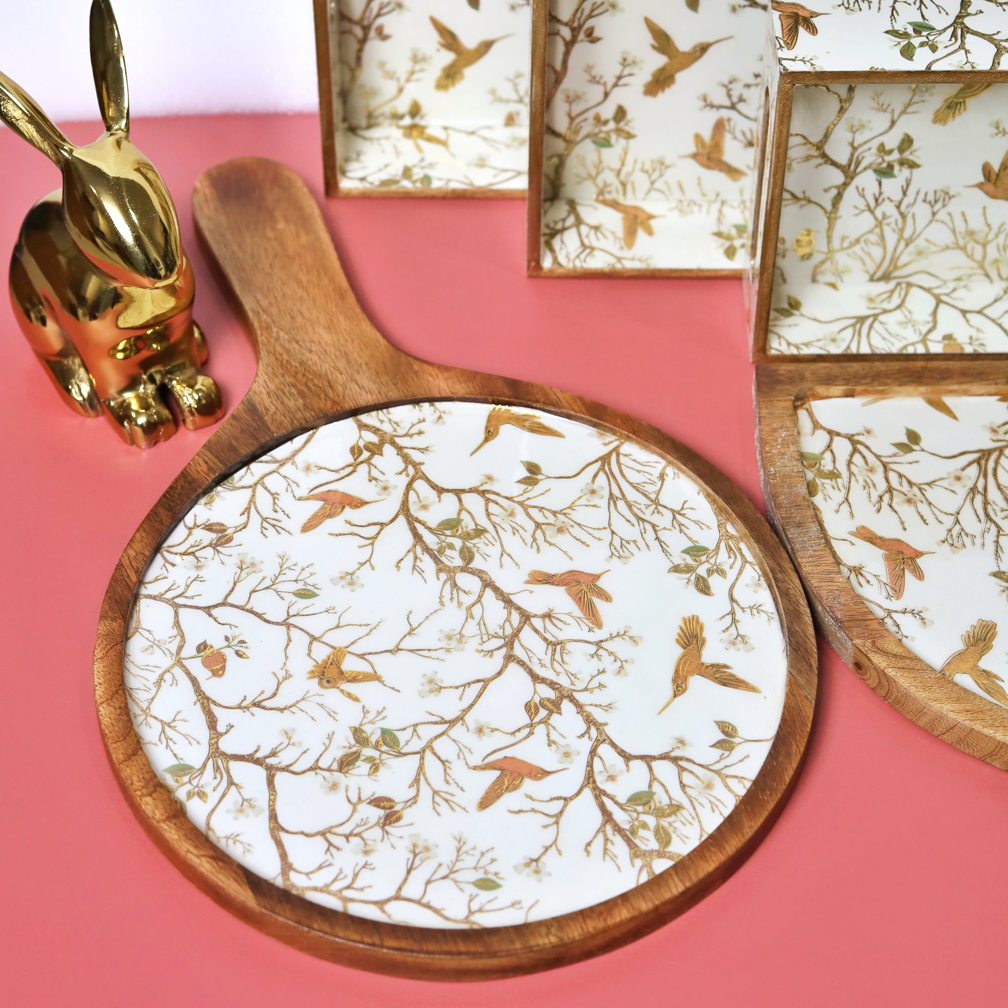 Vintage-inspired luxury serving tray set
