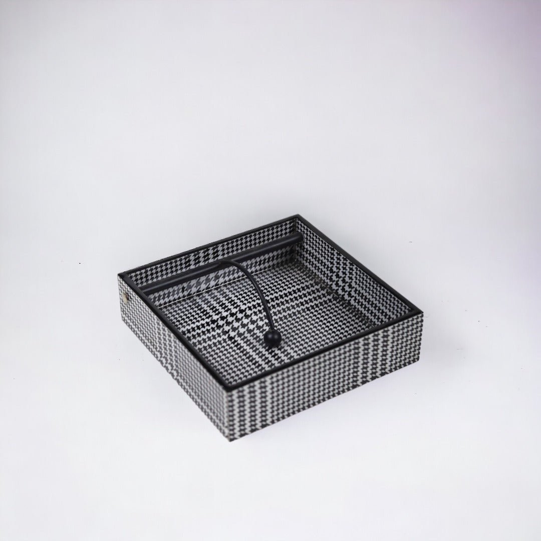 Square Napkin Holder -  black check