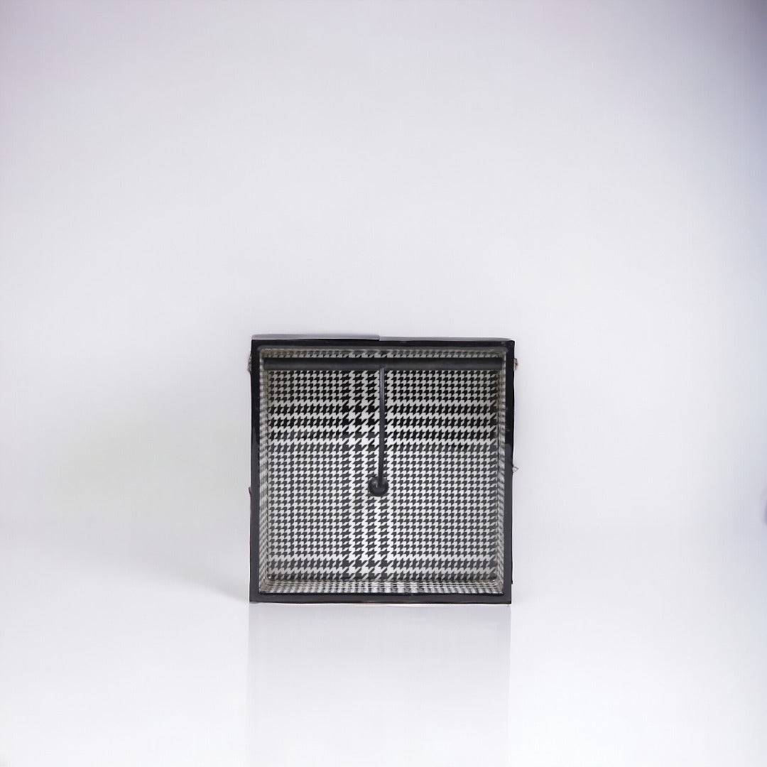 Square Napkin Holder -  black check