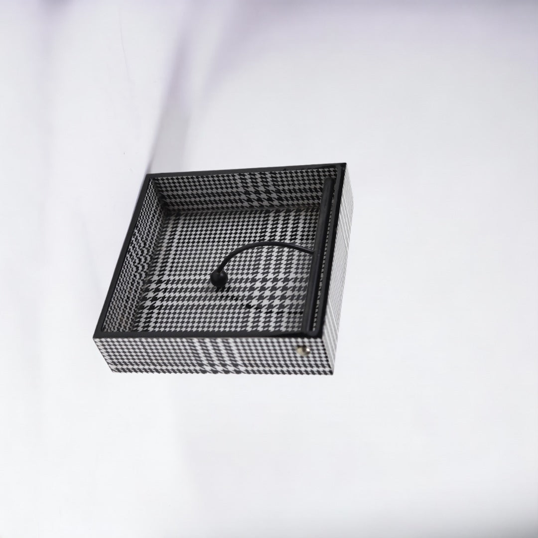 Square Napkin Holder -  black check