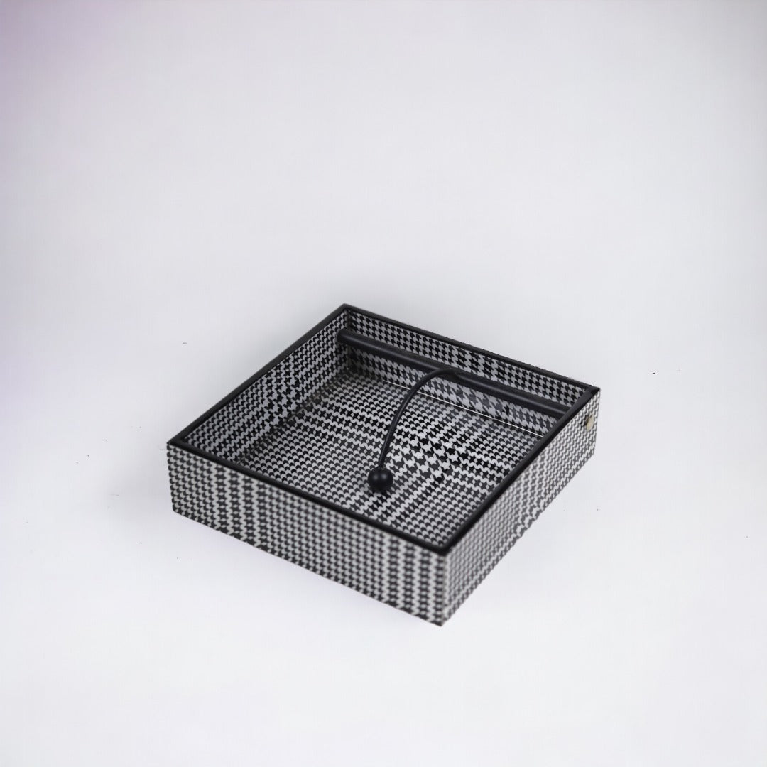 Square Napkin Holder -  black check