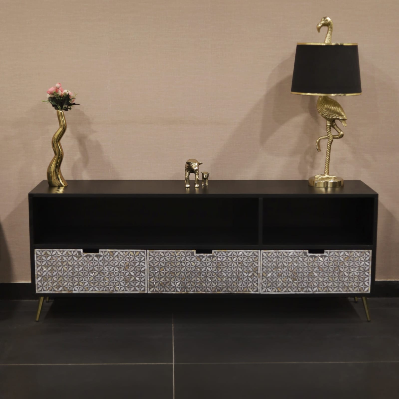 Inlay Media Unit - Geometric Floral (Grey Color ) (Ready to Ship)