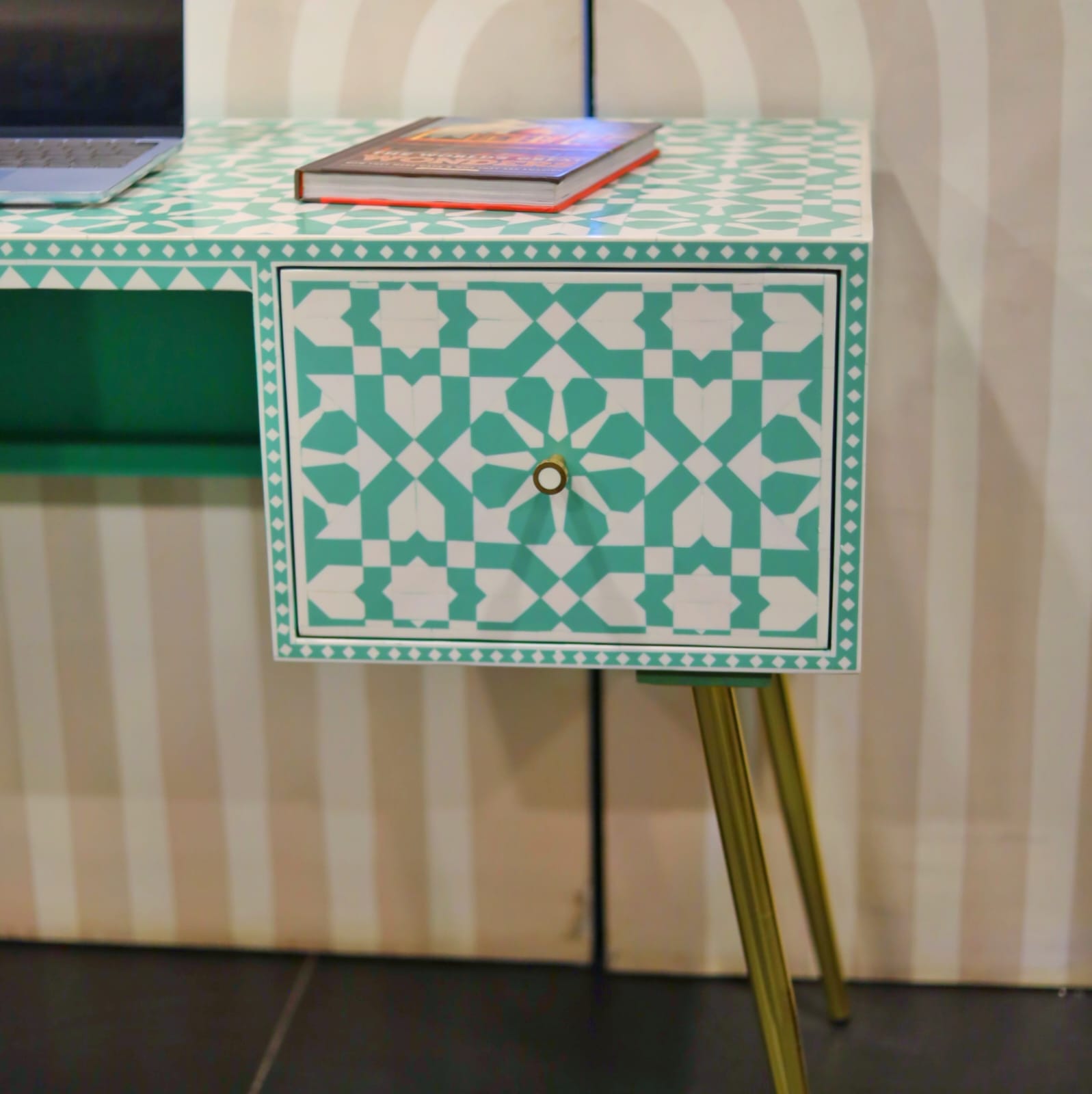 Inlay Study Table/Desk - Moroccan (Sea Green) (Ready to Ship)
