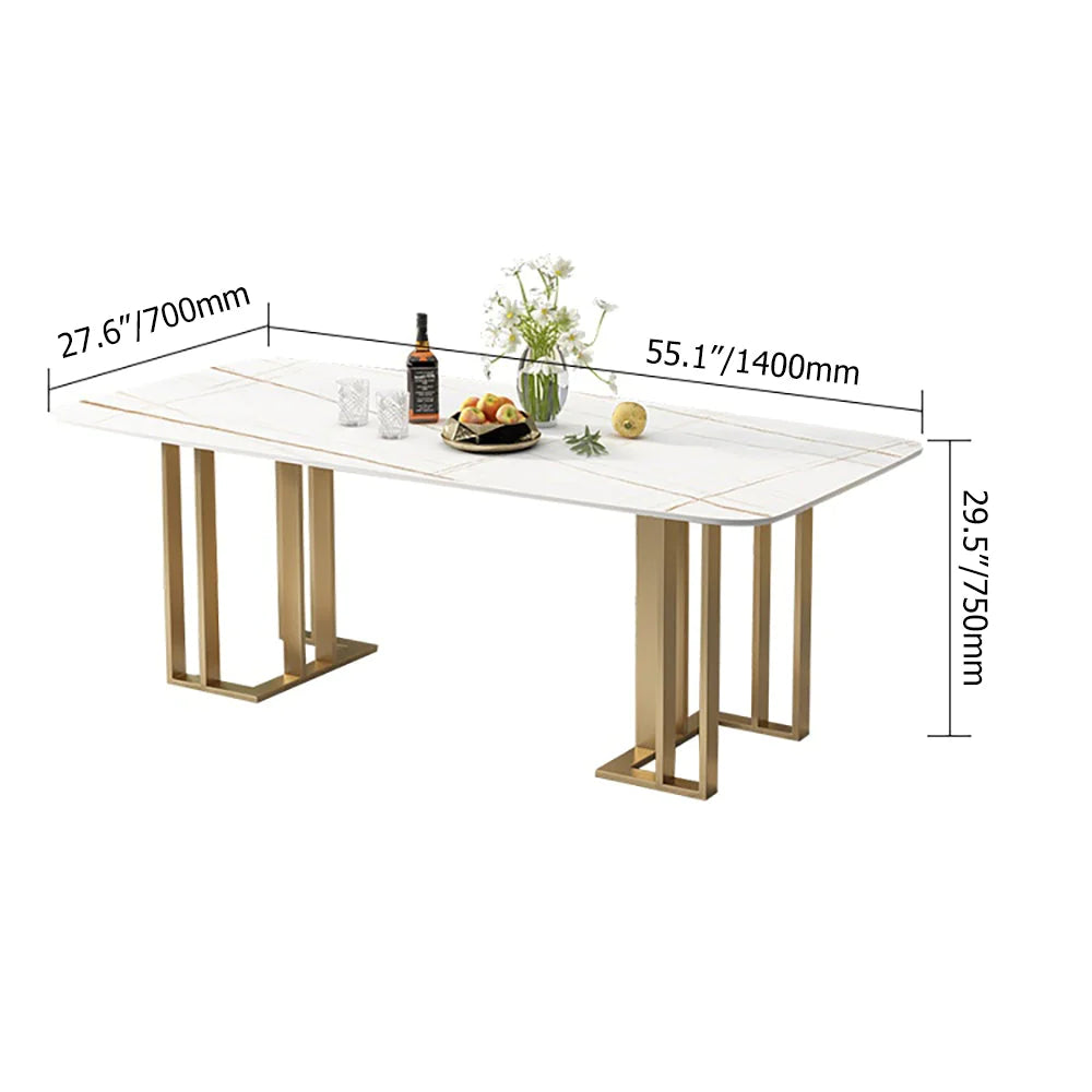 White and Gold Dining Table with a Sleek Contemporary Design