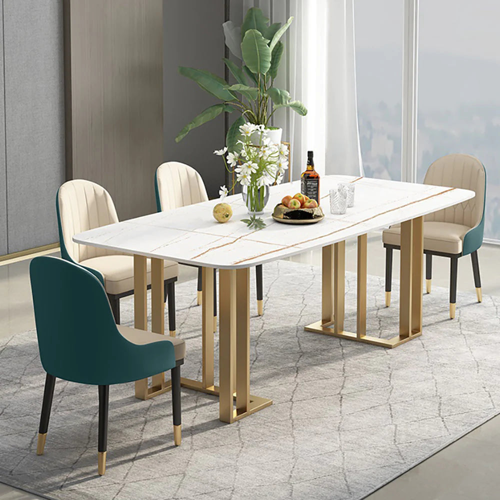 White and Gold Luxury Dining Table	