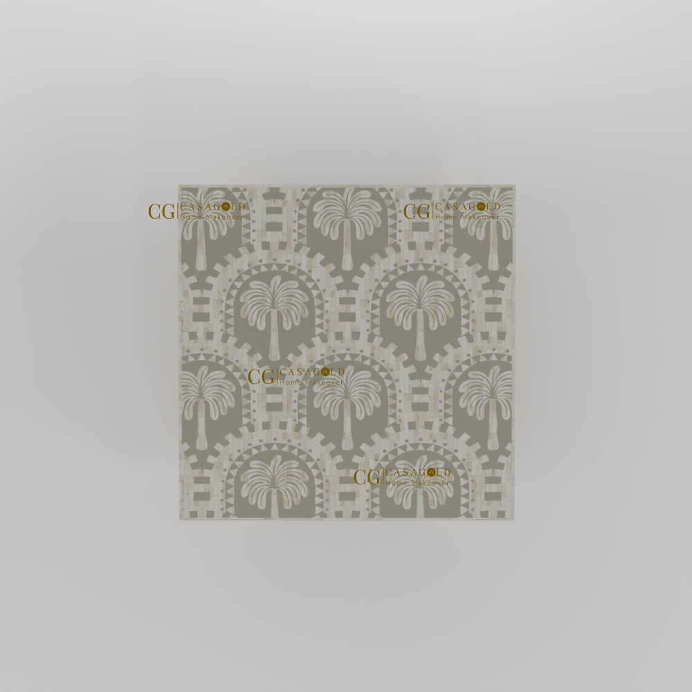 Bring handcrafted luxury into your home with the Zafira black and ivory geometric bone inlay coffee table from CasaGold.