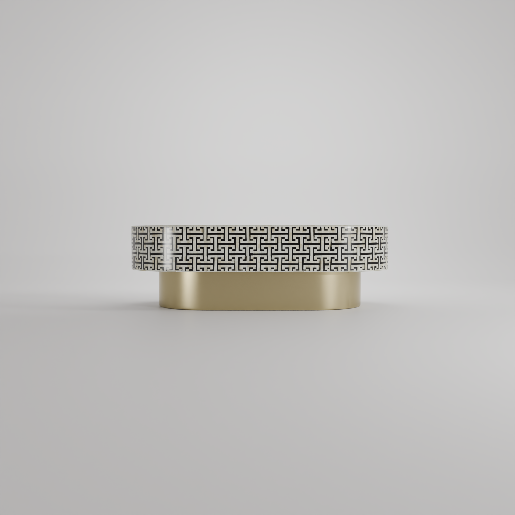 Axis Flair Luxe Coffee Table – Geometric Inlay with Gold Base