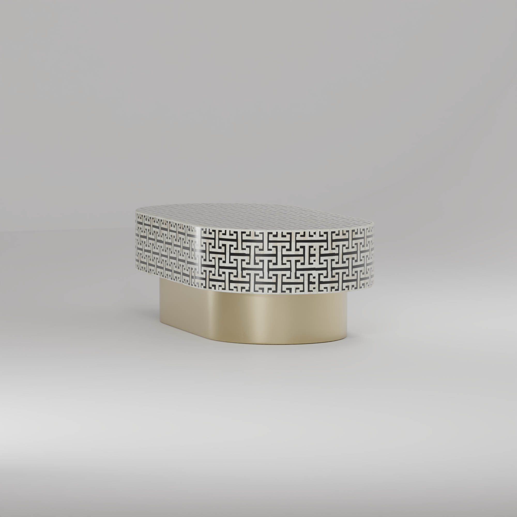 Axis Flair Luxe Coffee Table – Geometric Inlay with Gold Base