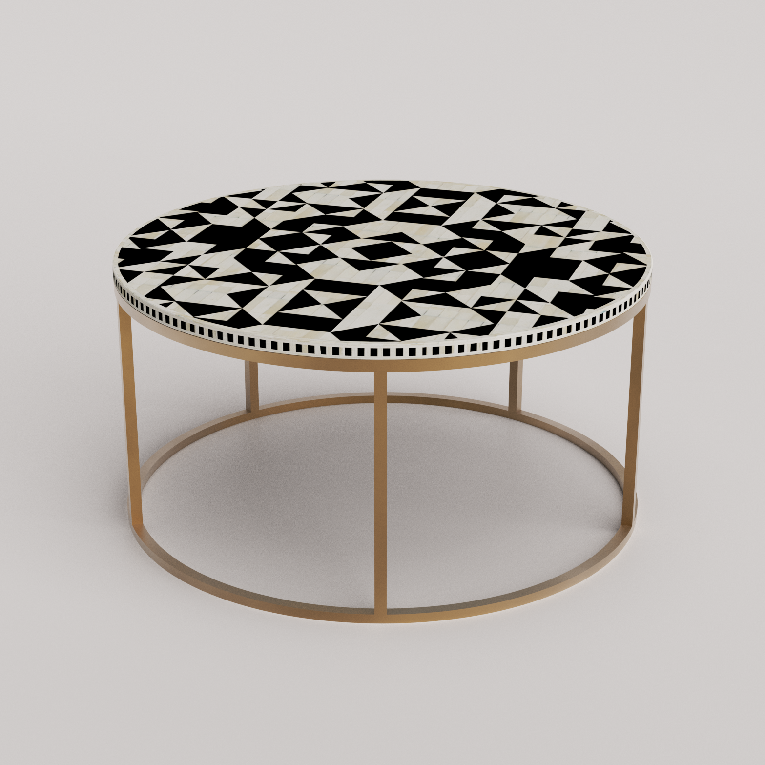 Elegant Round Inlay Coffee Table kingsley black