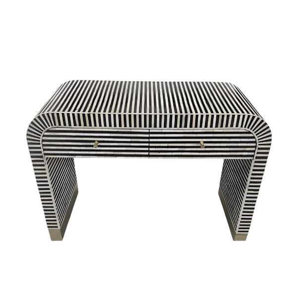 White Bone Inlay Console Table for Hallway or Entryway
