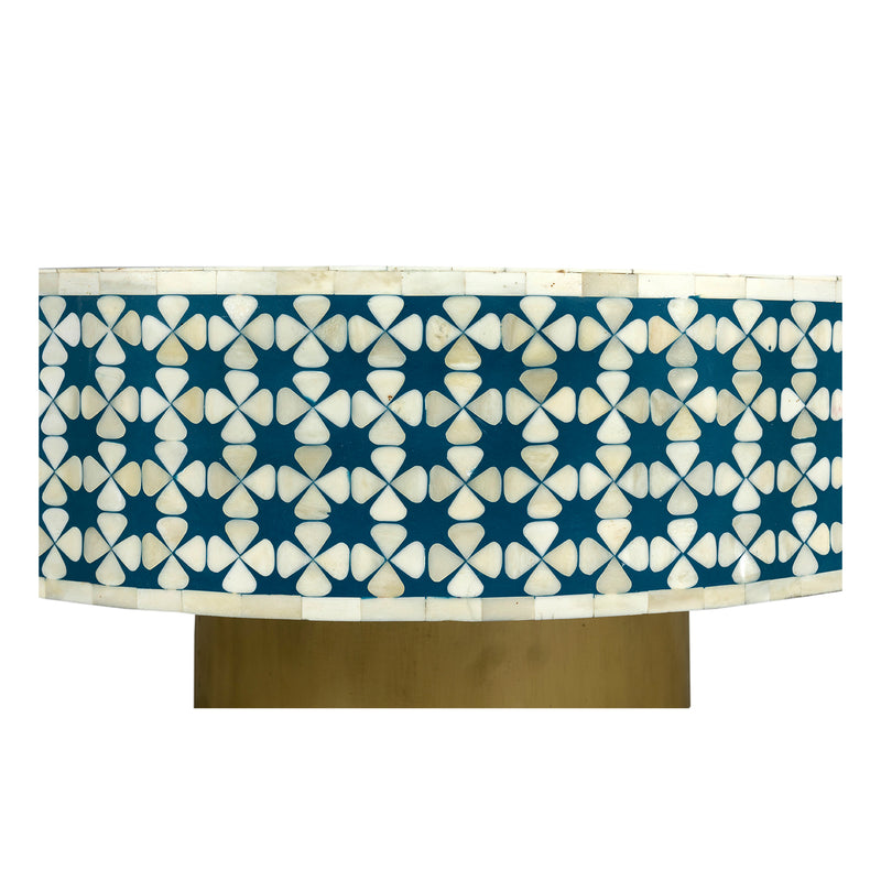 Liza Inlay Round Coffee Table - Indigo