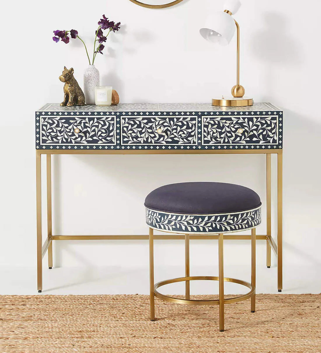 Cleo Inlay Entryway Console - Blue