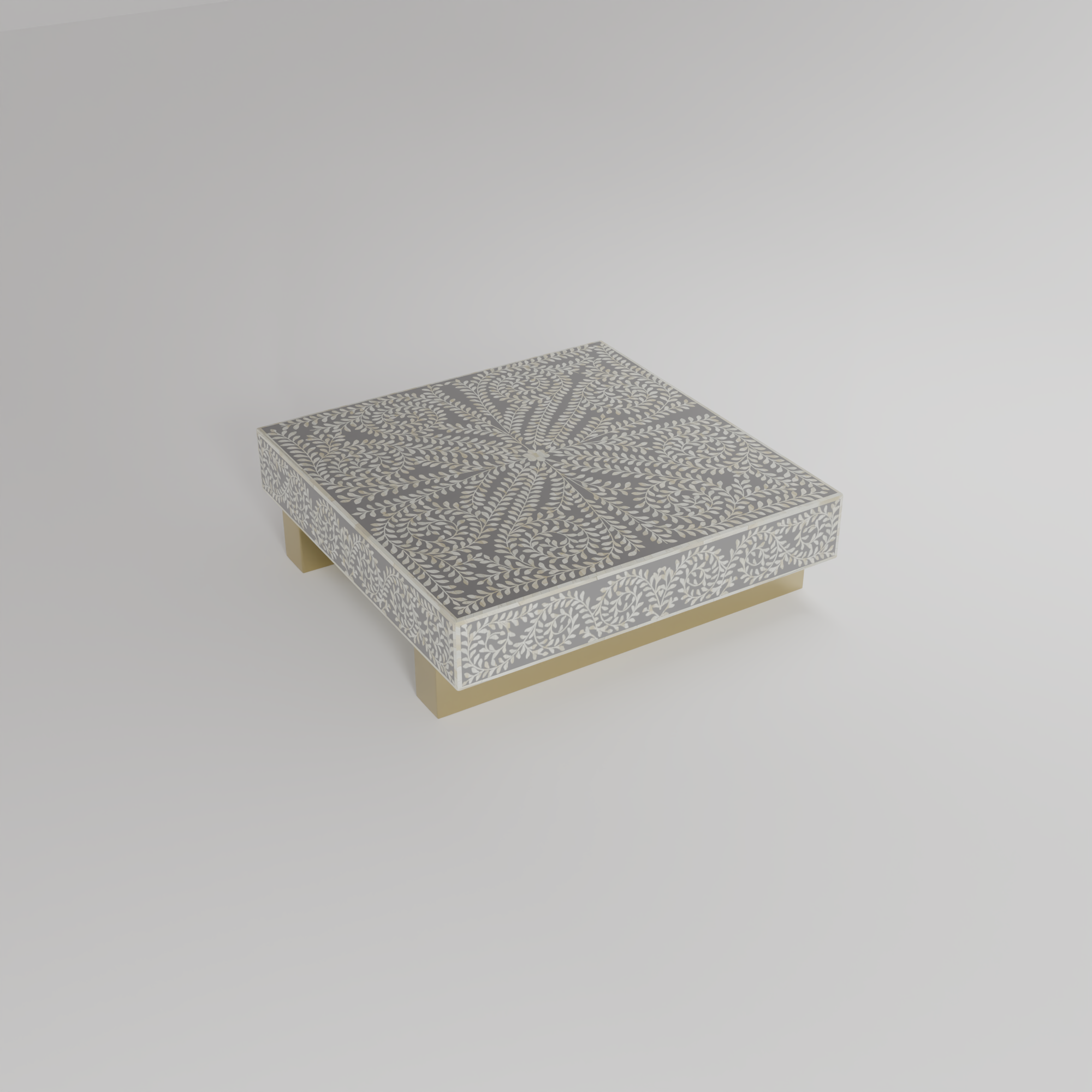 cleo patern inlay coffee table in grey color
