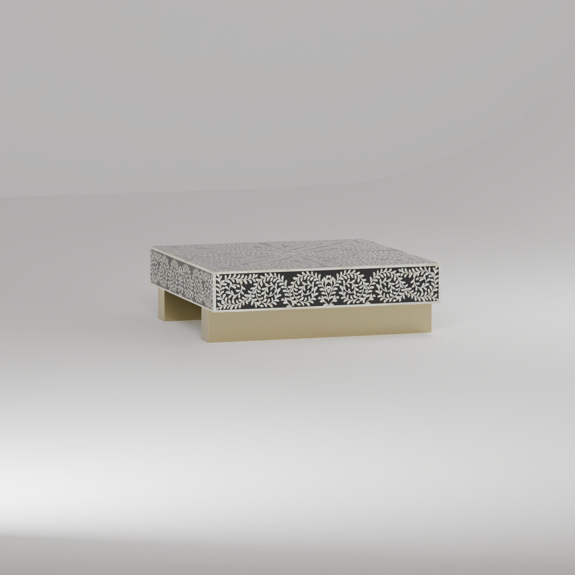 cleo inlay square designer centre table with golden base
