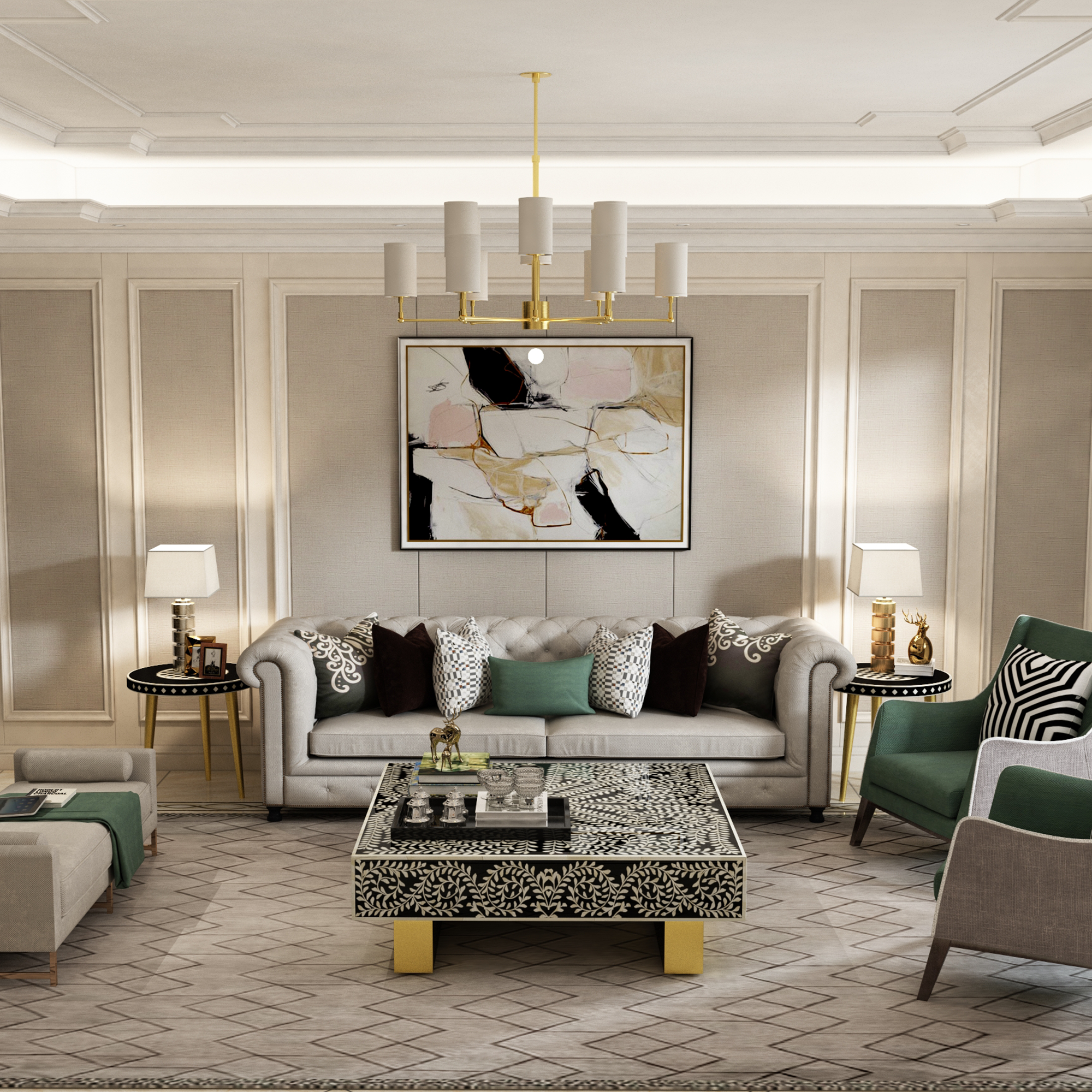 cleo bone inlay square designer coffee table 