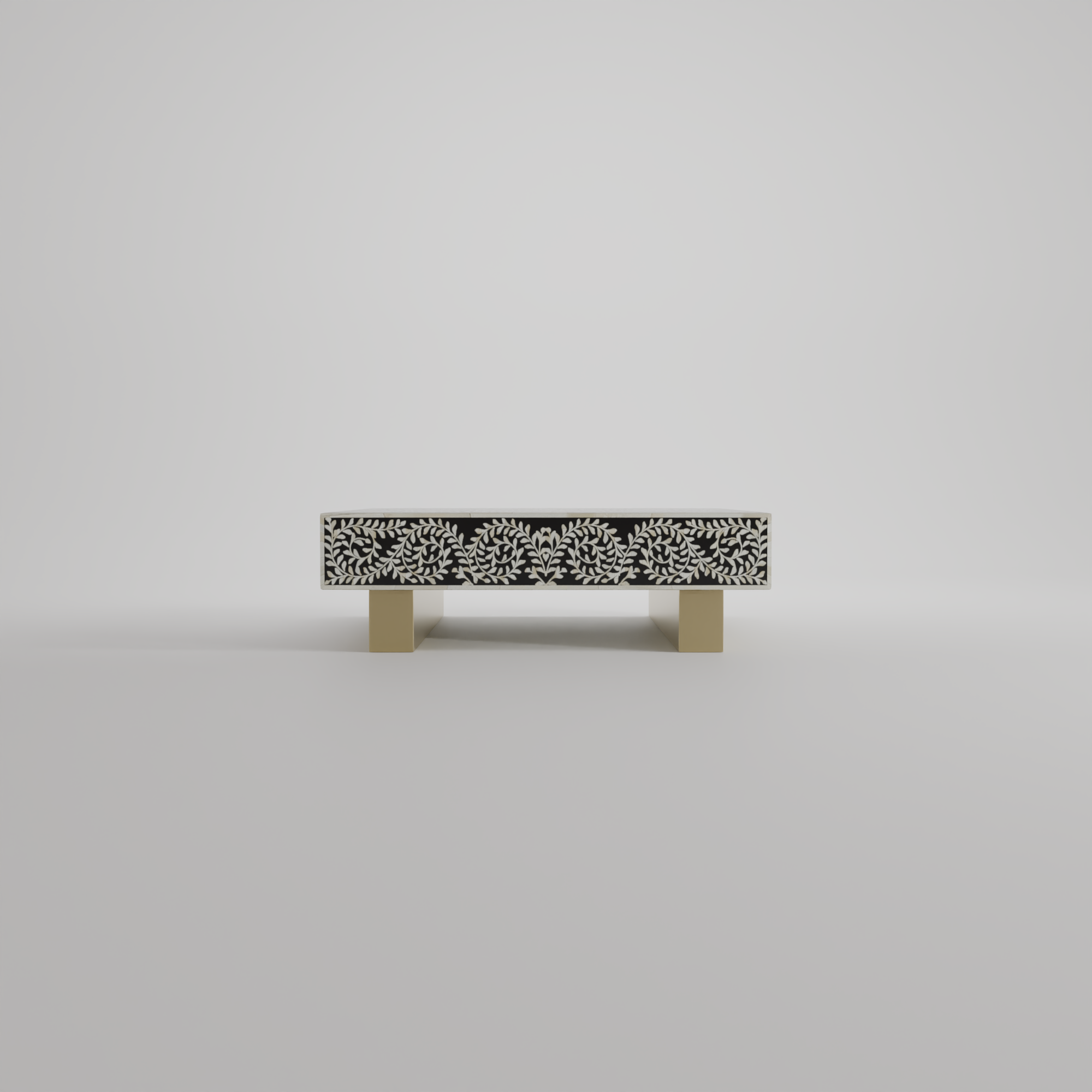 cleo inlay square designer coffee table with golden accent