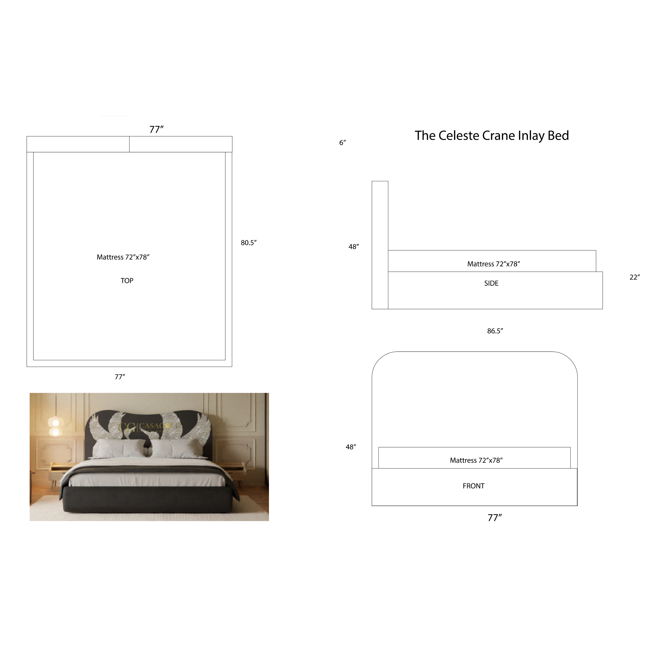The Celeste Crane Inlay Bed