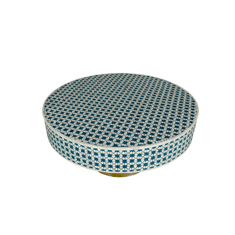 Liza Inlay Round Coffee Table - Indigo