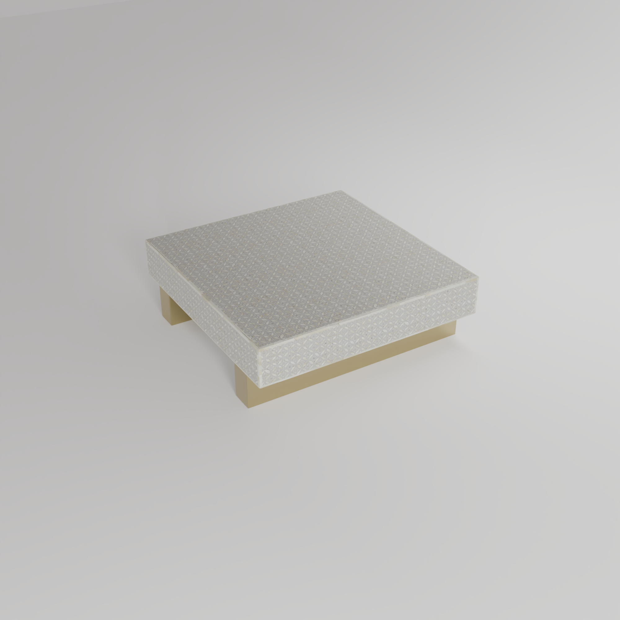 floral white shiny inlay coffee table