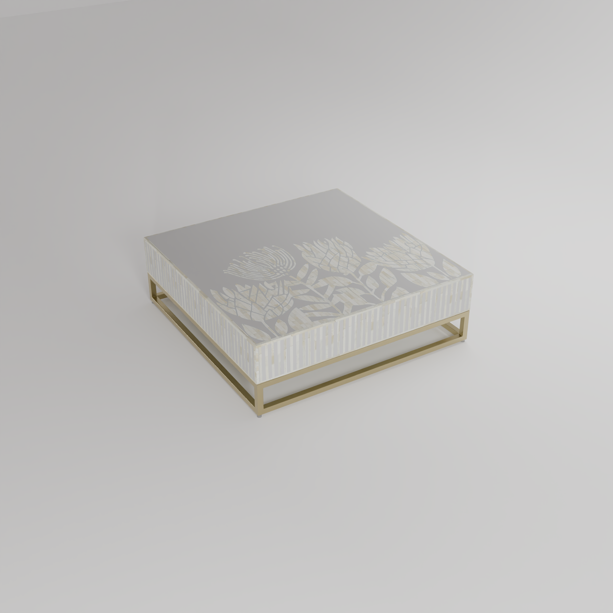 inlay square centre table with floral pattern