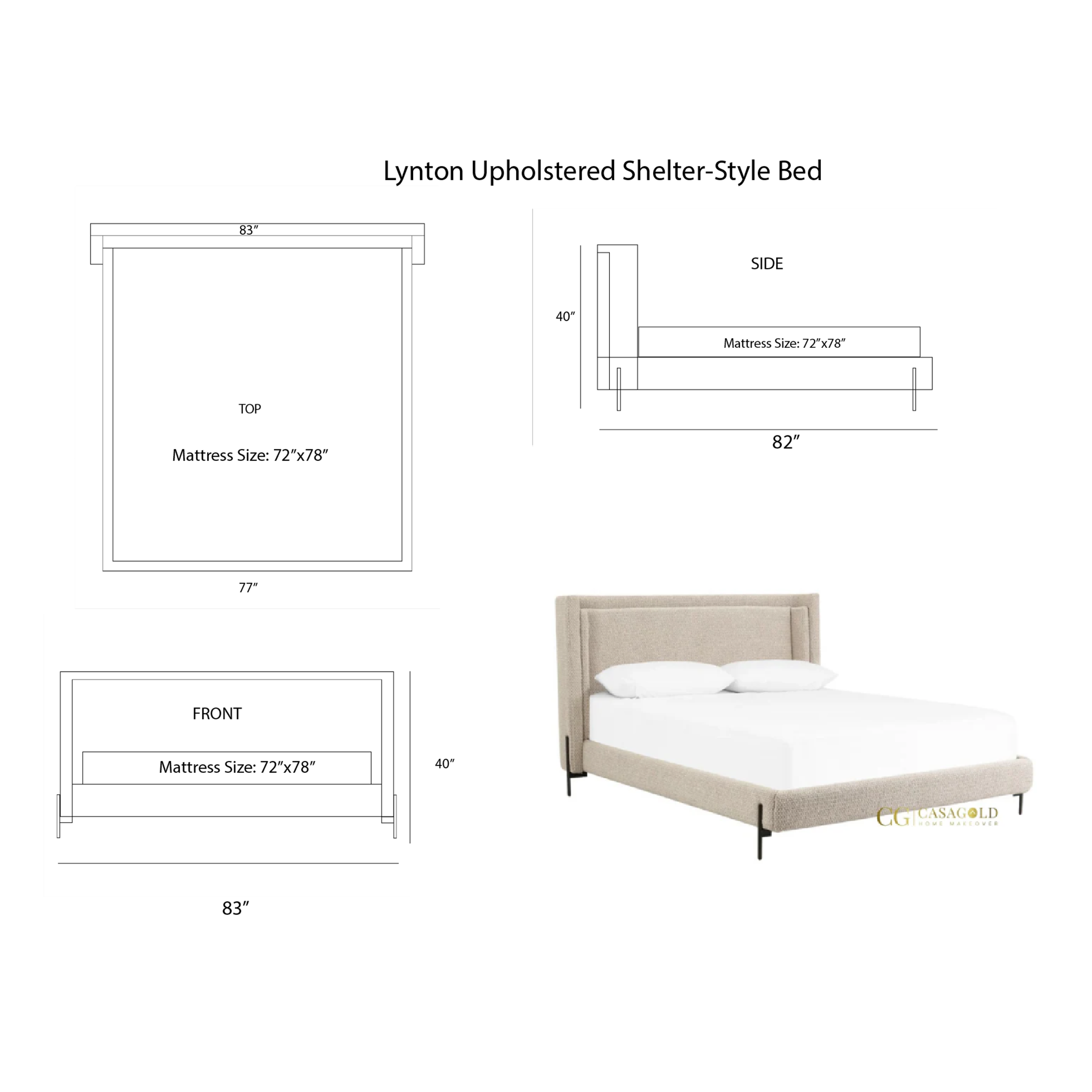 Lynton Upholstered Shelter-Style Bed