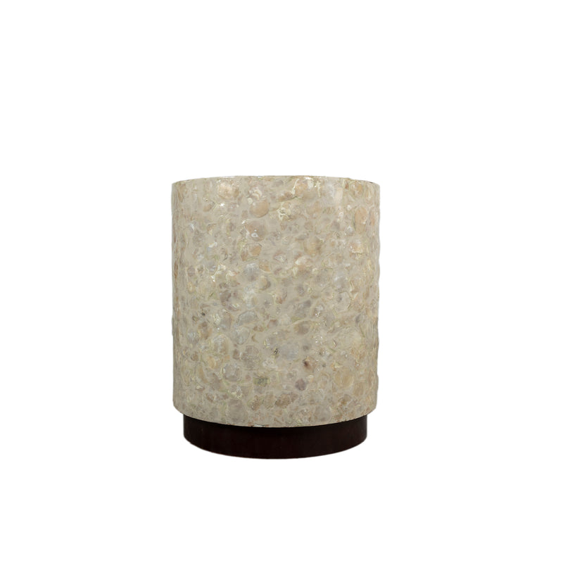 CasaBlanca Overlay Mother of Pearl Drum Stool