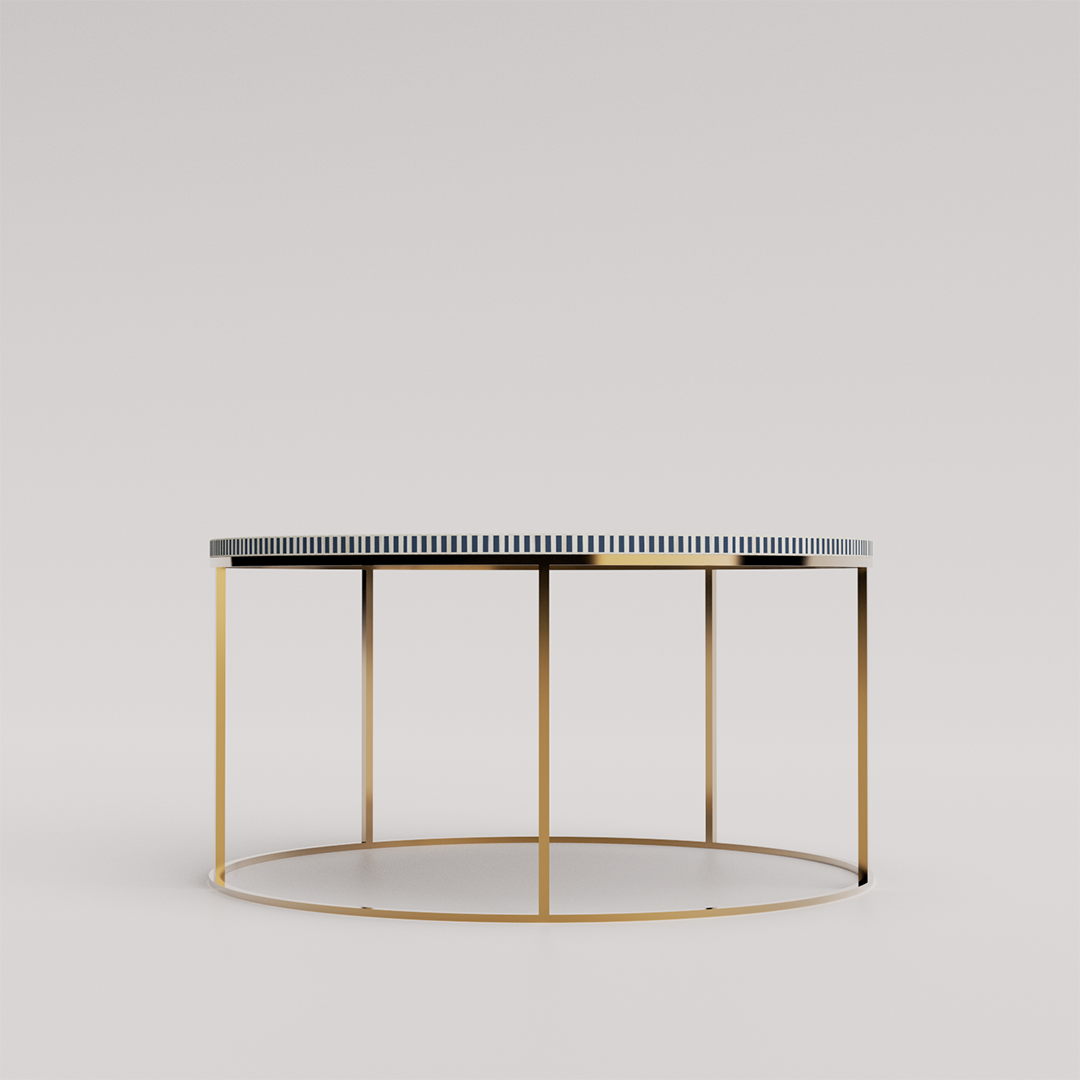 Handcrafted Round Inlay Table	