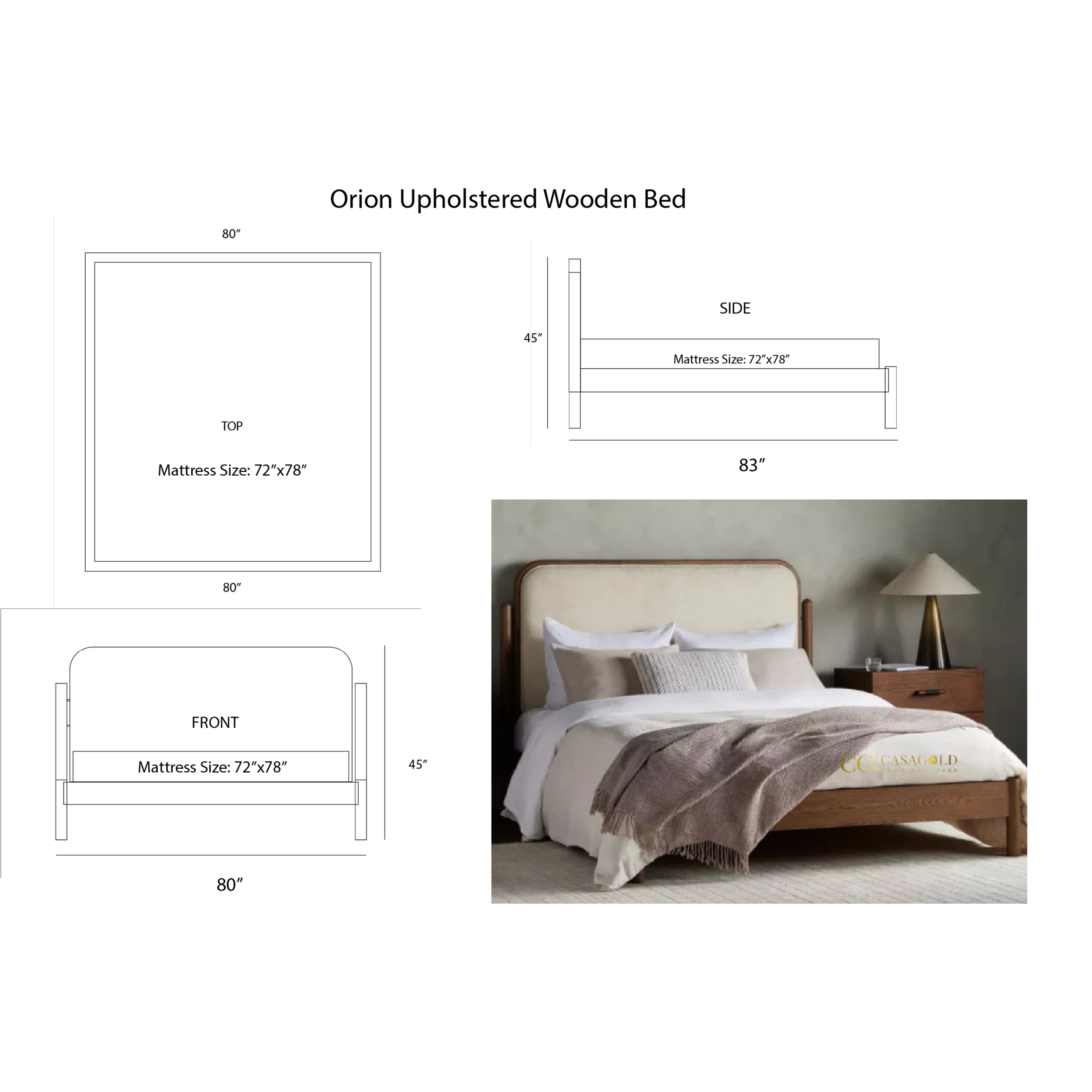 Orion Upholstered Wooden Bed