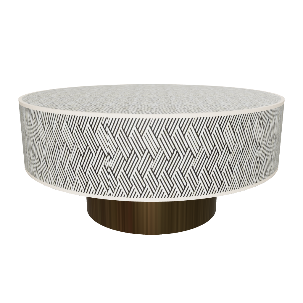 Contemporary round bone inlay coffee table
