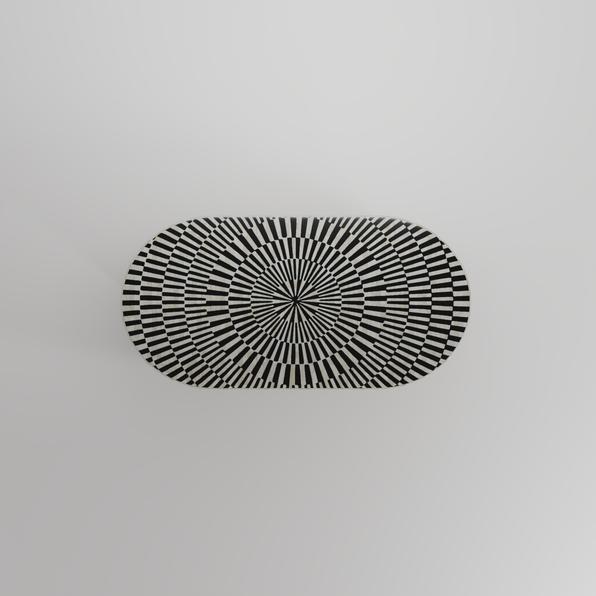Azure Sunstrike Oval Luxe Coffee Table – Radial Inlay with Gold Base