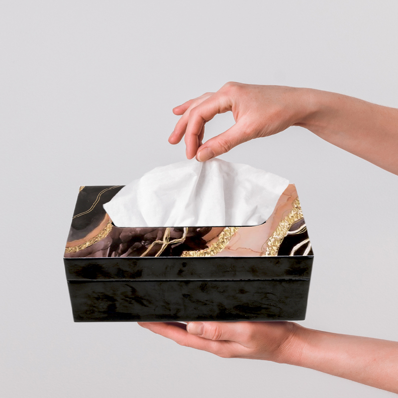 Black & Gold Resin Tissue Box