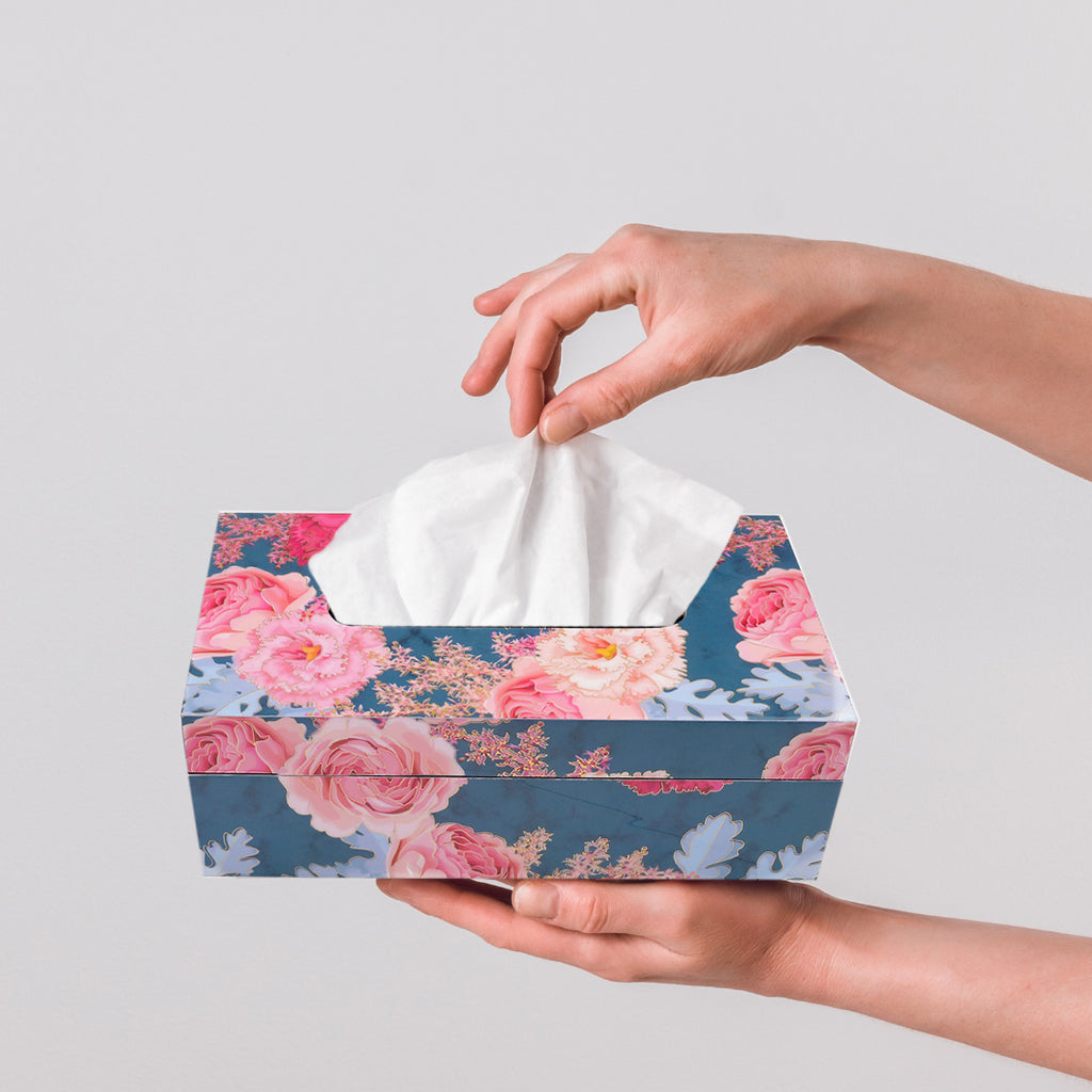 Blue Floral Tissue Box
