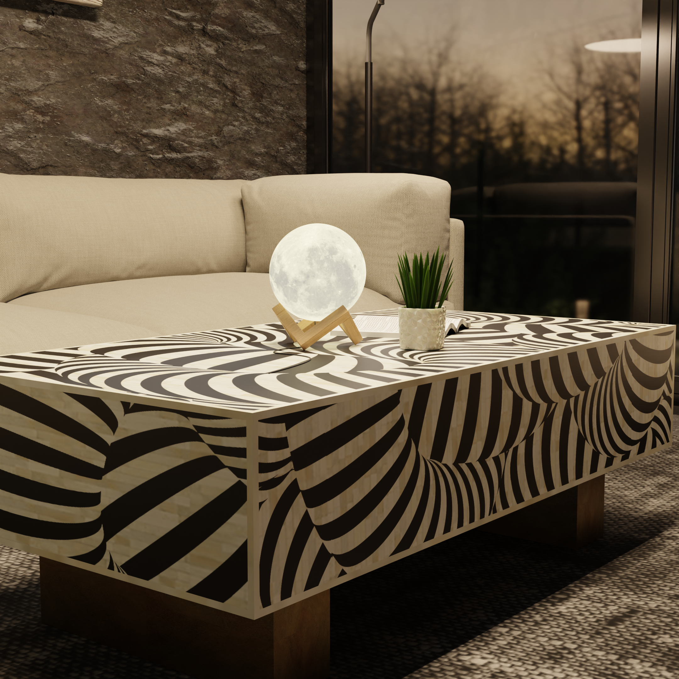 Coiled Inlay Rectangular Coffee Table Luxe